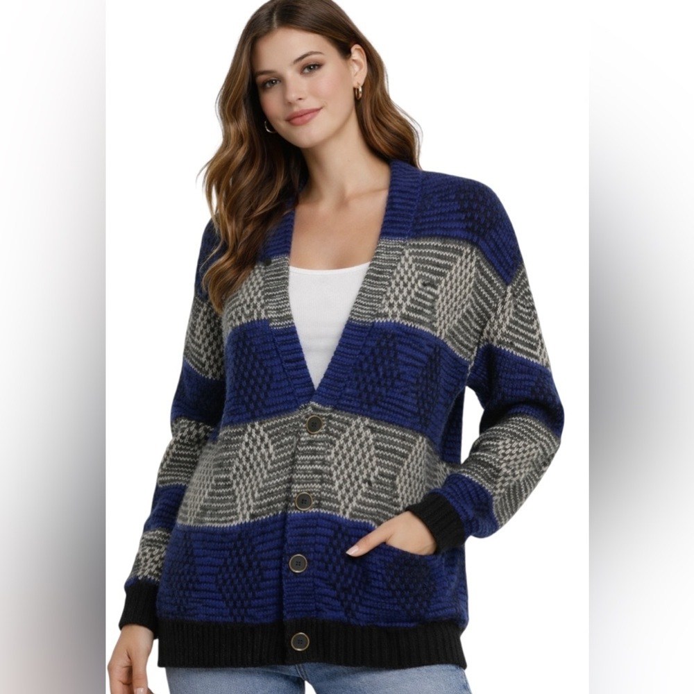 Urban Renewal Women’s Knit Cardigan Blue Gray Button Front S